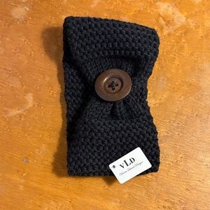 VLD Black Knit Headband with Button